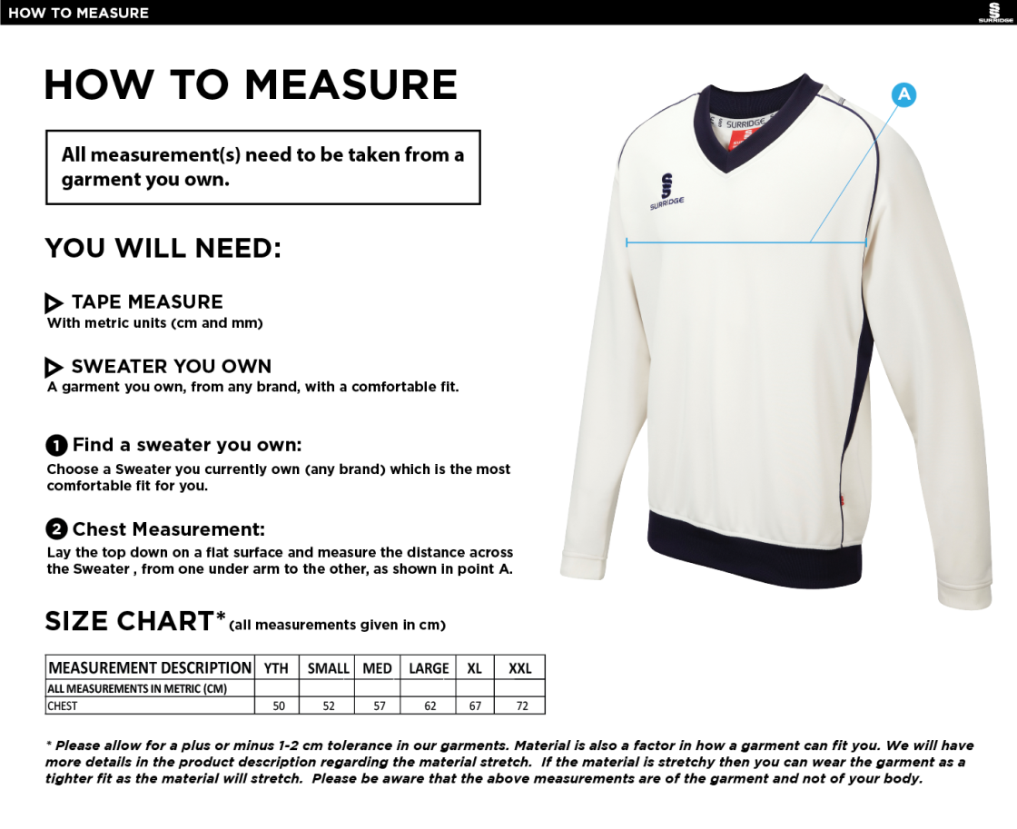 Barnton CC Curve Long Sleeved Sweater - Size Guide
