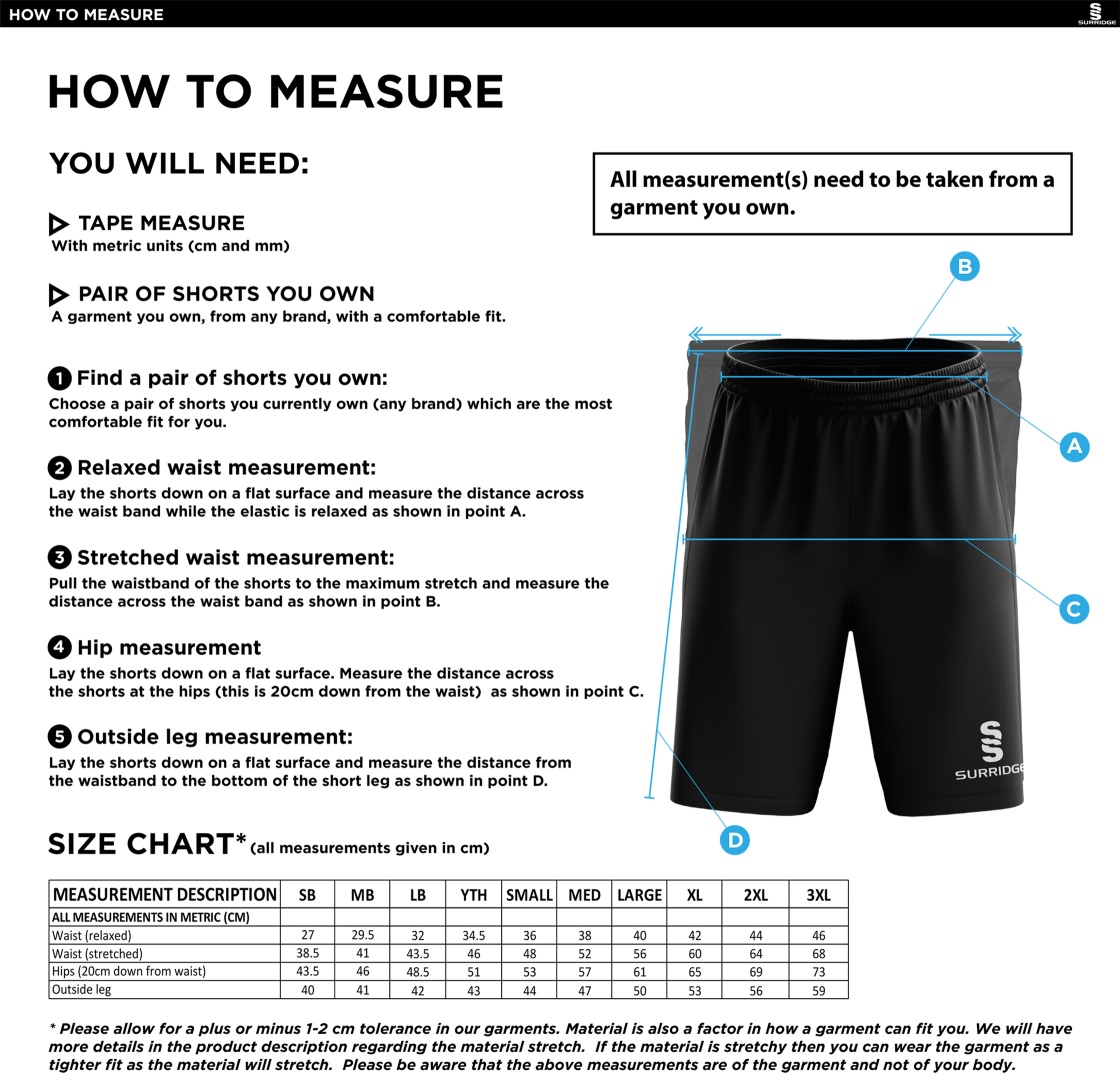 Barnton CC Blade Shorts - Size Guide